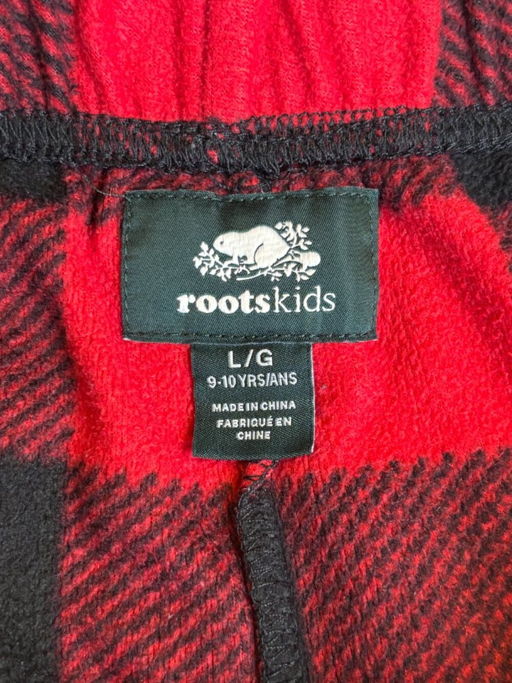Roots Red/Black Buffalo Plaid Fleece Lounge Pajama Pants Youth Large - Picture 5 of 7